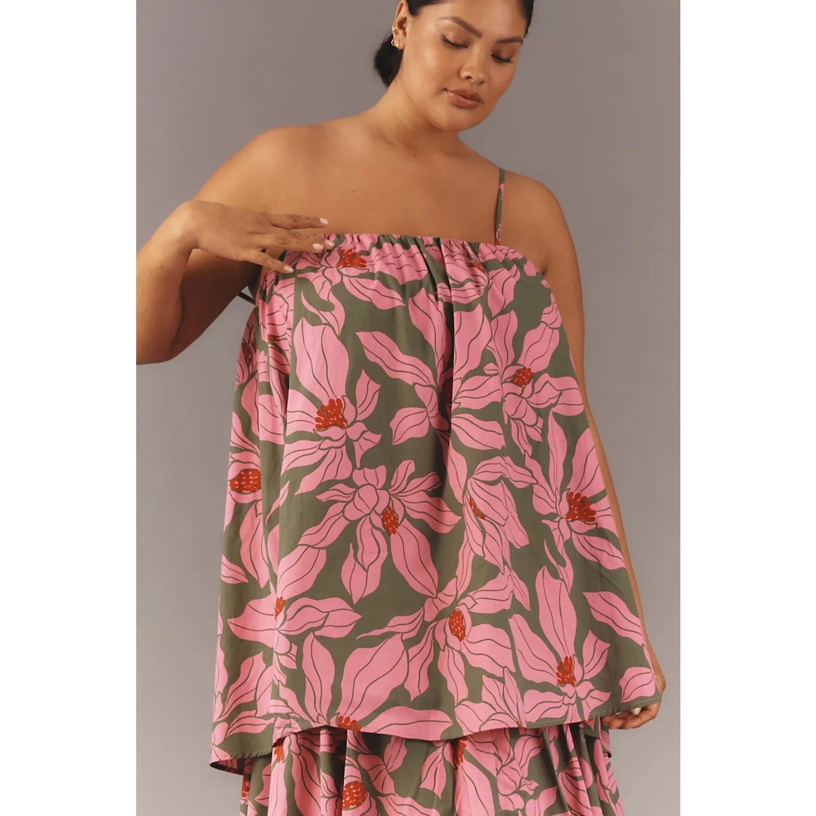 Anthropologie Corey Lynn Calter Tie-Shoulder Tiered Midi Dress $268 PLUS 1X