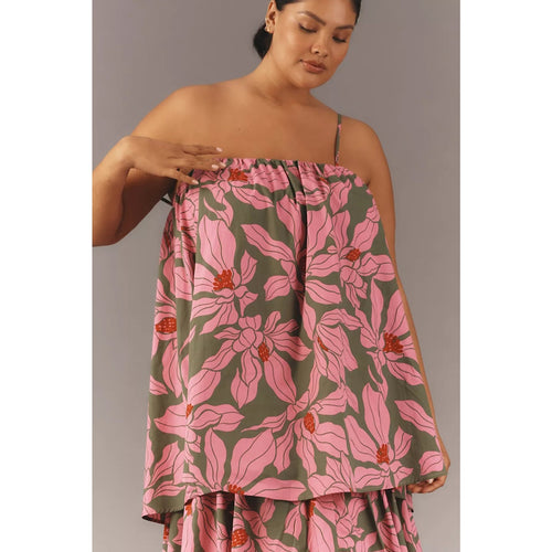 Anthropologie Corey Lynn Calter Tie-Shoulder Tiered Midi Dress $268 PLUS 1X