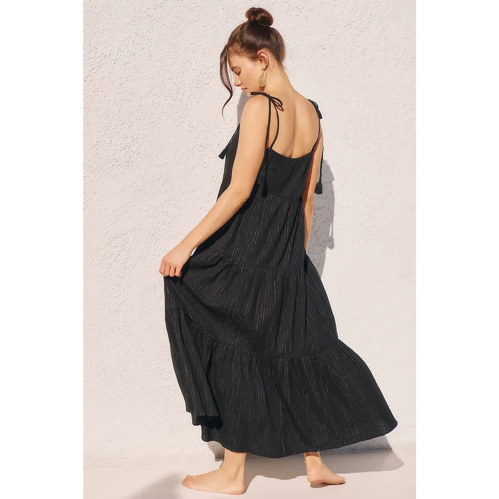 New Anthropologie $149 Charlie Holiday Lucia Maxi Dress Large Black