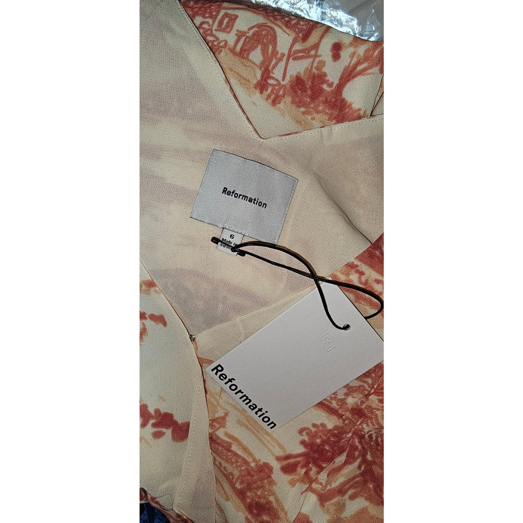 Anthropologie Reformation Farah Sleeveless V-Neck Midi Dress $248 Sz 6 Ivory