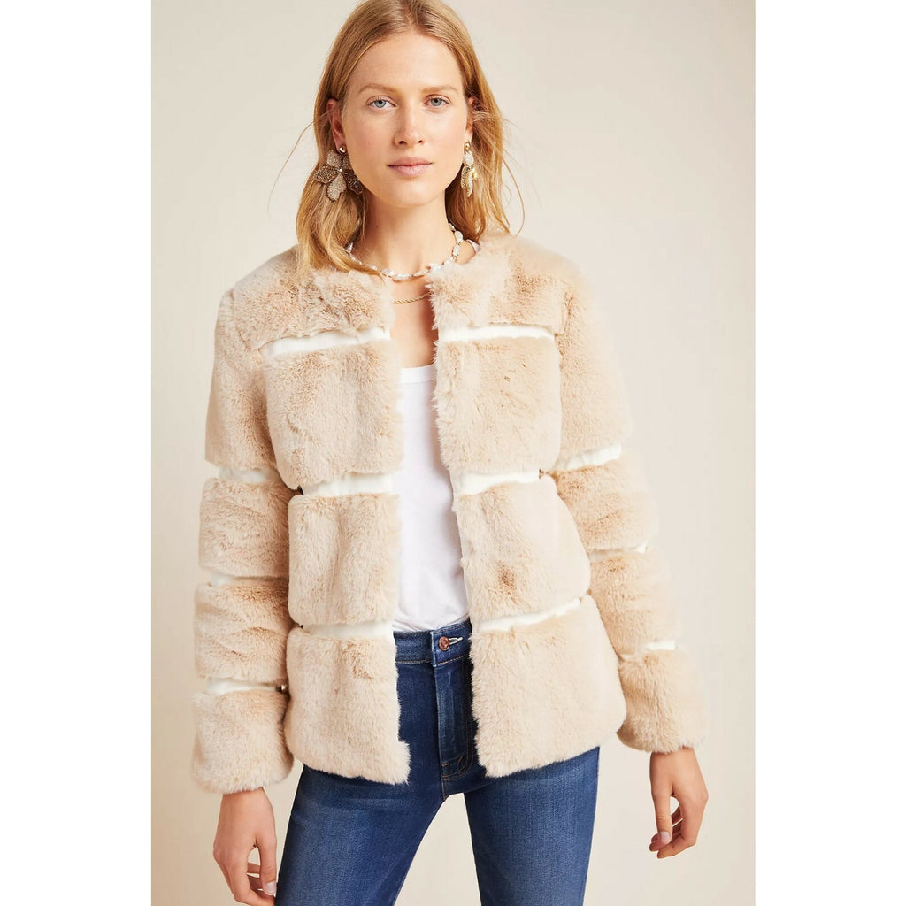 NEW Anthropologie $250 Arielle Faux Fur Jacket By Keepsake Size 4