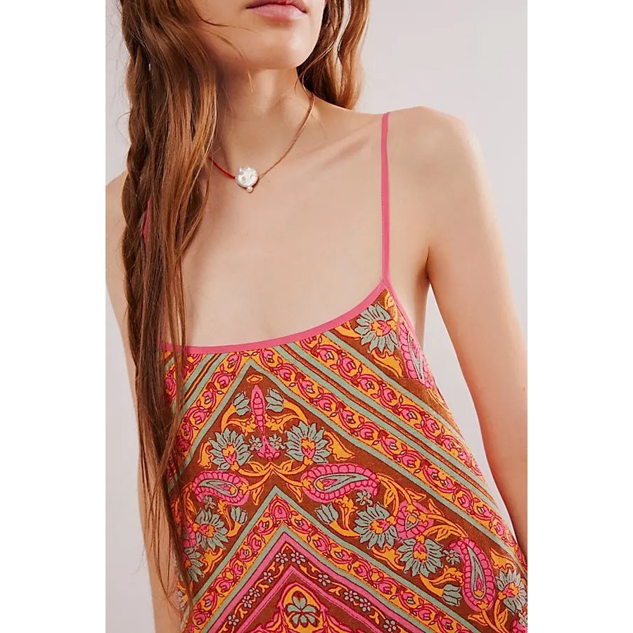 Free People Heart Eyes Mini Dress X-LARGE Fiesta Boho Floral Combo Free People