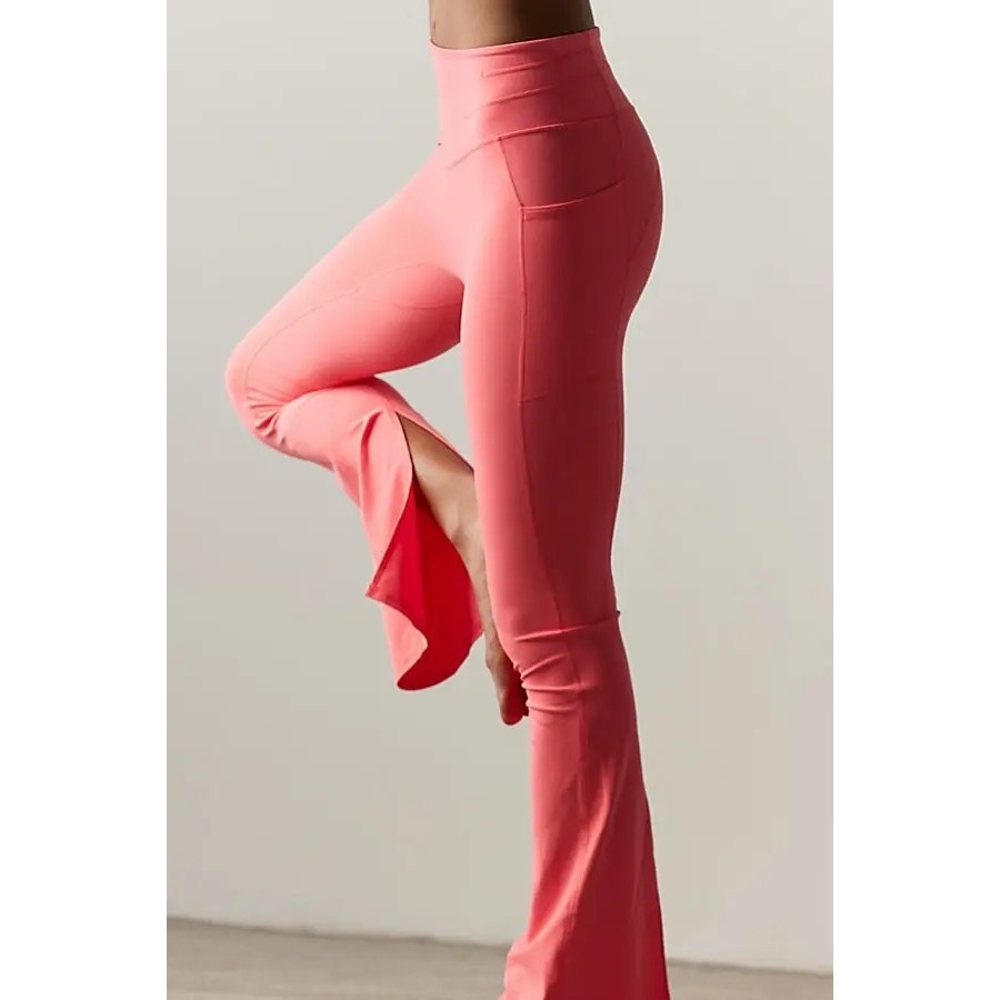 New Free People FP MOVEMENT Never Better Flare Pants $108 MEDIUM Neon Coral