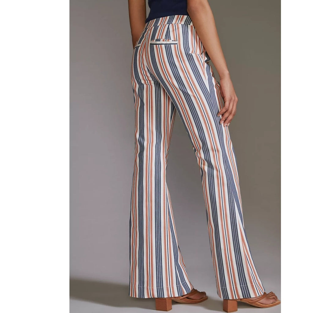 New By Anthropologie Low-Rise Striped Flare Pants $140 SIZE 6