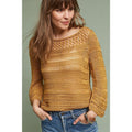 New Anthropologie by Moth Teague Boatneck Pullover Sweatshirt Small Tan