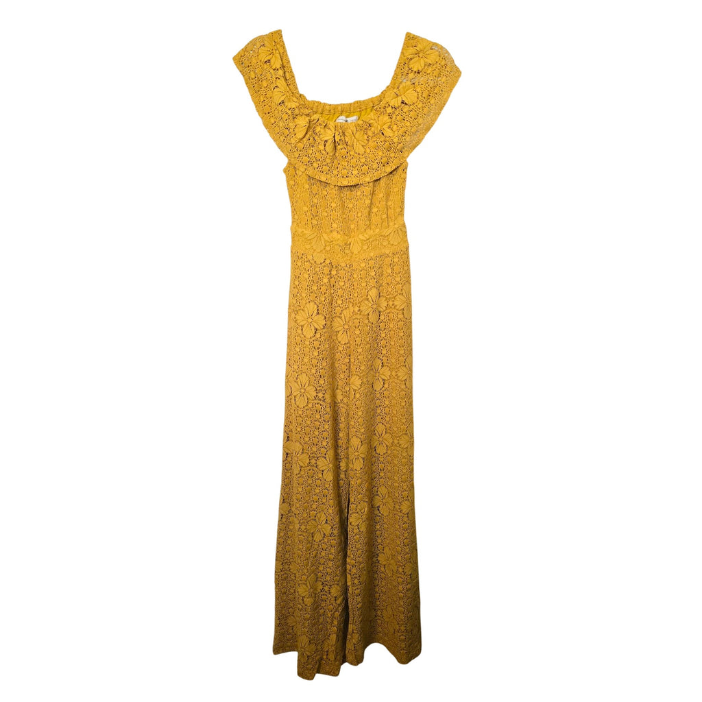 New Free People NIGHTCAP Sunflower Positano Jumpsuit $495 X-SMALL Mustard