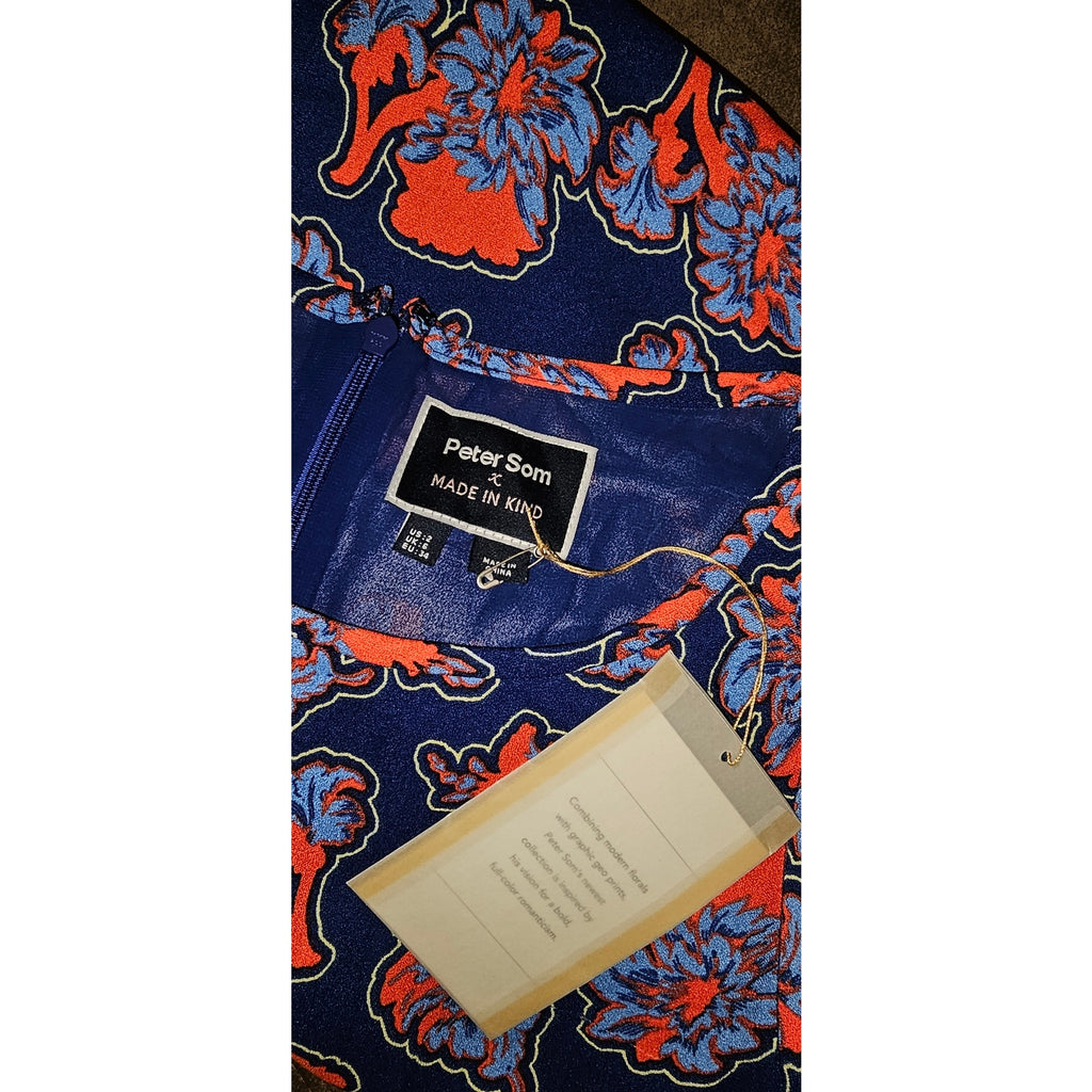 New Anthropologie Peter Som x Made In Kind Sintra Mini Dress Size 2 Blue