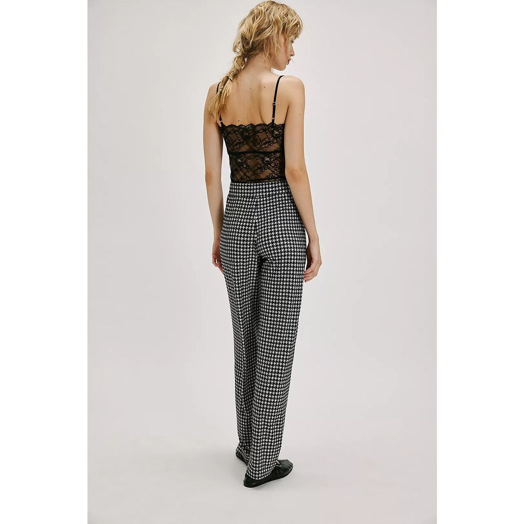 New FREE PEOPLE Norma Kamali Low-Rise Pleated Trousers $200 XS Black HOUNDSTOOTH