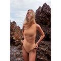 Free People BEACH RIOT Ribbed Celine One Piece SMALL Gold Free People