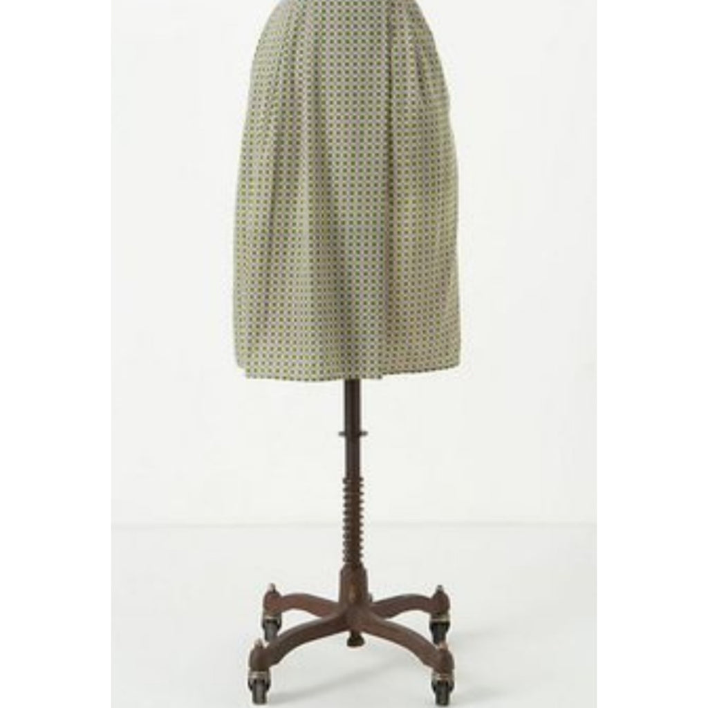 NEW Anthropologie O by Organic Geometric Tiled Pleated Skirt $118 Size 4 Green