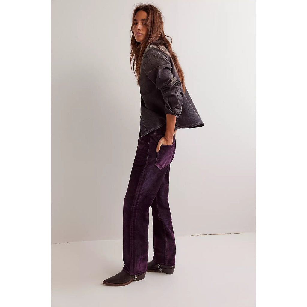 New FREE PEOPLE We The Free First Class Relaxed Flocked Velvet Jeans $248 SZ 30