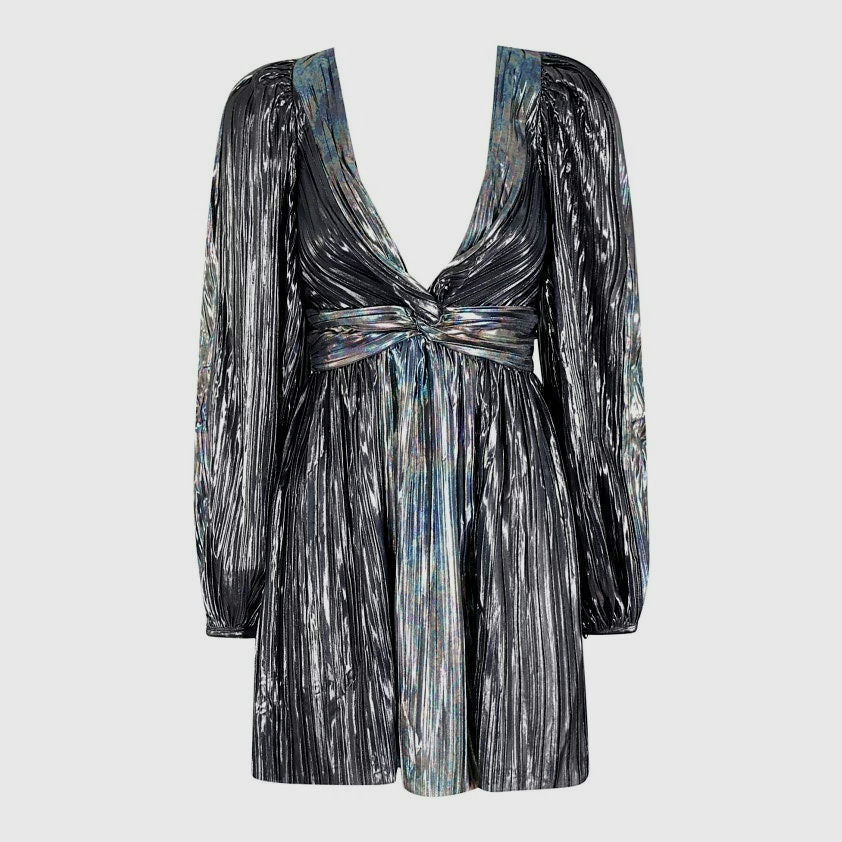 New FREE PEOPLE by Sabina Musayev Wendy Mini Dress $325 LARGE Dark Silver