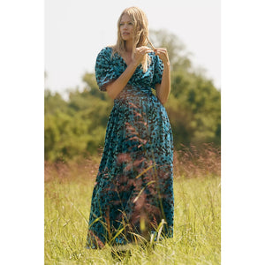 Anthropologie The Katerina Button-Front Dress Sz M Blue Velvet Edition