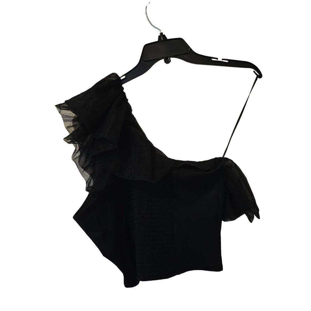 New Anthropologie Sunday in Brooklyn One-Shoulder Top $78 LARGE PETITE Black