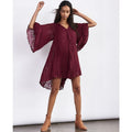 New Anthropologie Toulon Pleated Swing Mini Dress $158 SMALL Plum