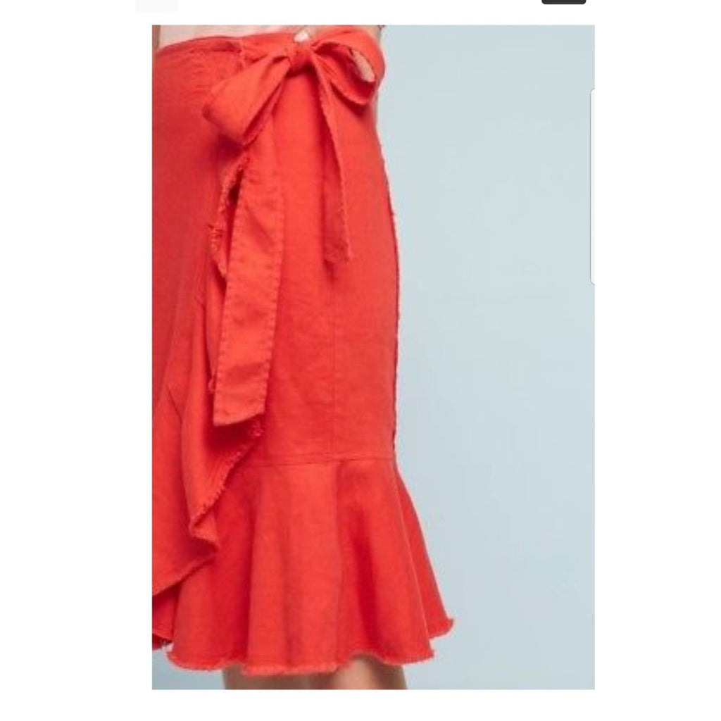 New Anthropologie $118 Holding Horses Women's Orange Ria Ruffled Skirt Size 2