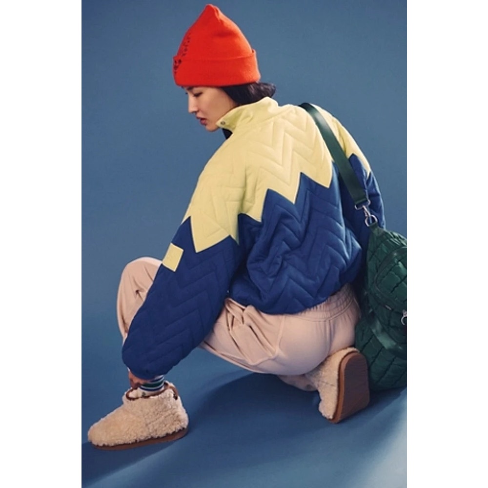 New FREE PEOPLE Zig Zag Pullover $198 X-SMALL Dandelion Combo YELLOW/BLUE