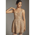 Anthropologie Maeve Tweed Fit & Flare Mini Dress $198 SIZE 10 Neutral Sequin