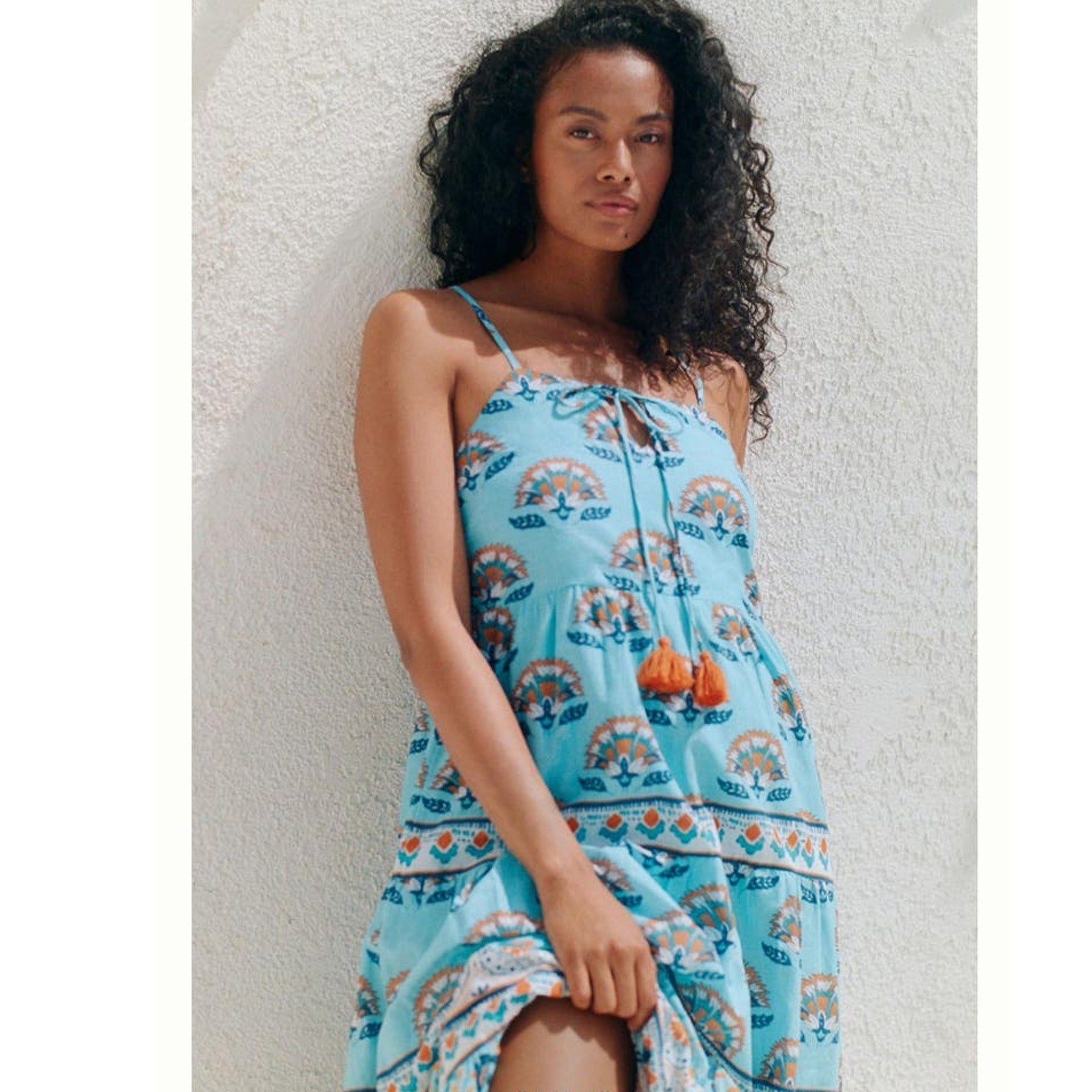 New Anthropologie Celina Moon Harriet Maxi Dress $199 SMALL Boho Blue Tasseled