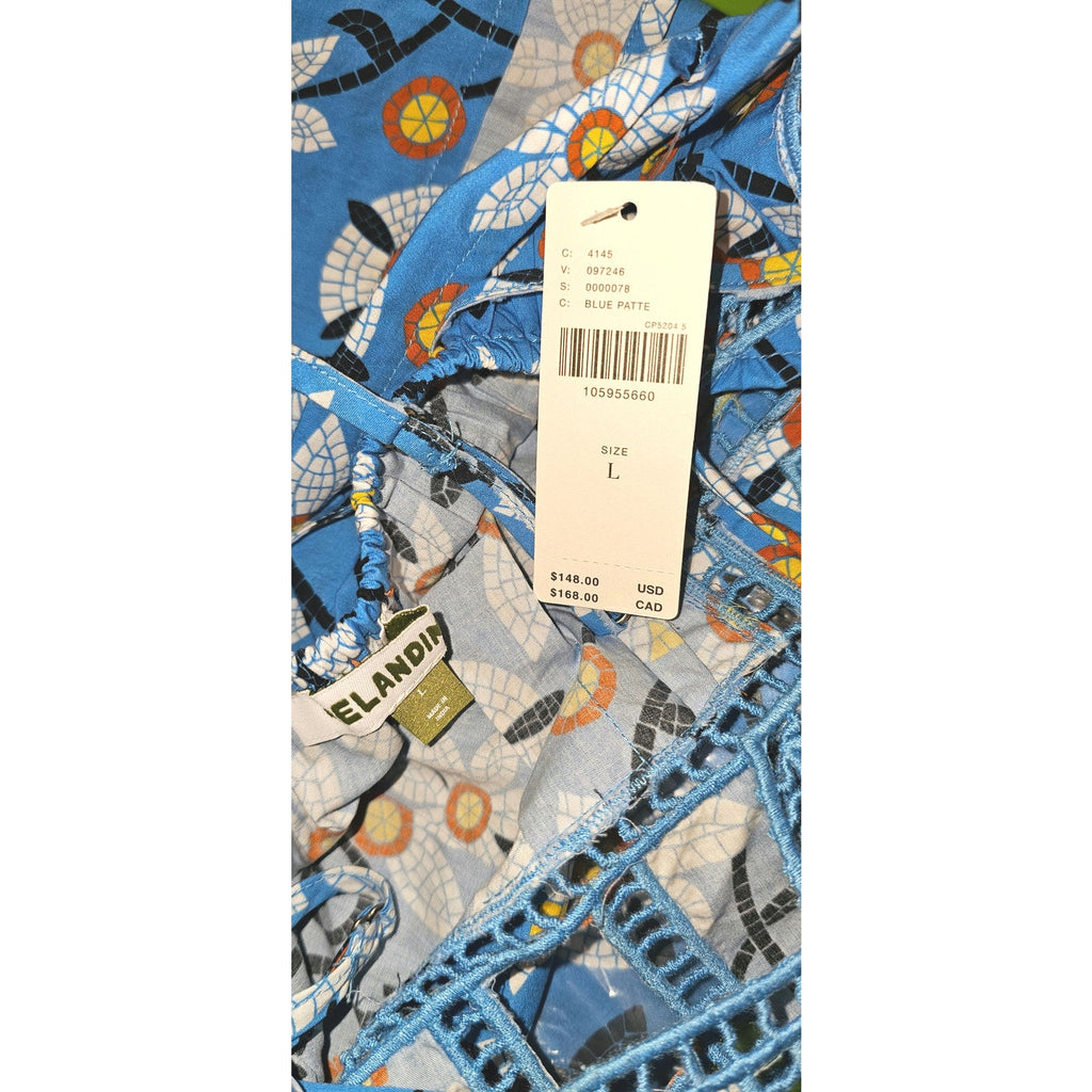 Anthropologie Celandine Mosaic Tiles Mini Dress LARGE Blue COVERUP Anthropologie