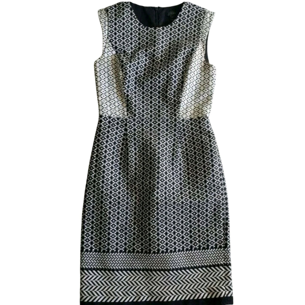 New J Crew Paneled Geometric Sheath Dress  $168 SIZE 4 Black/White KNEE LENGTH