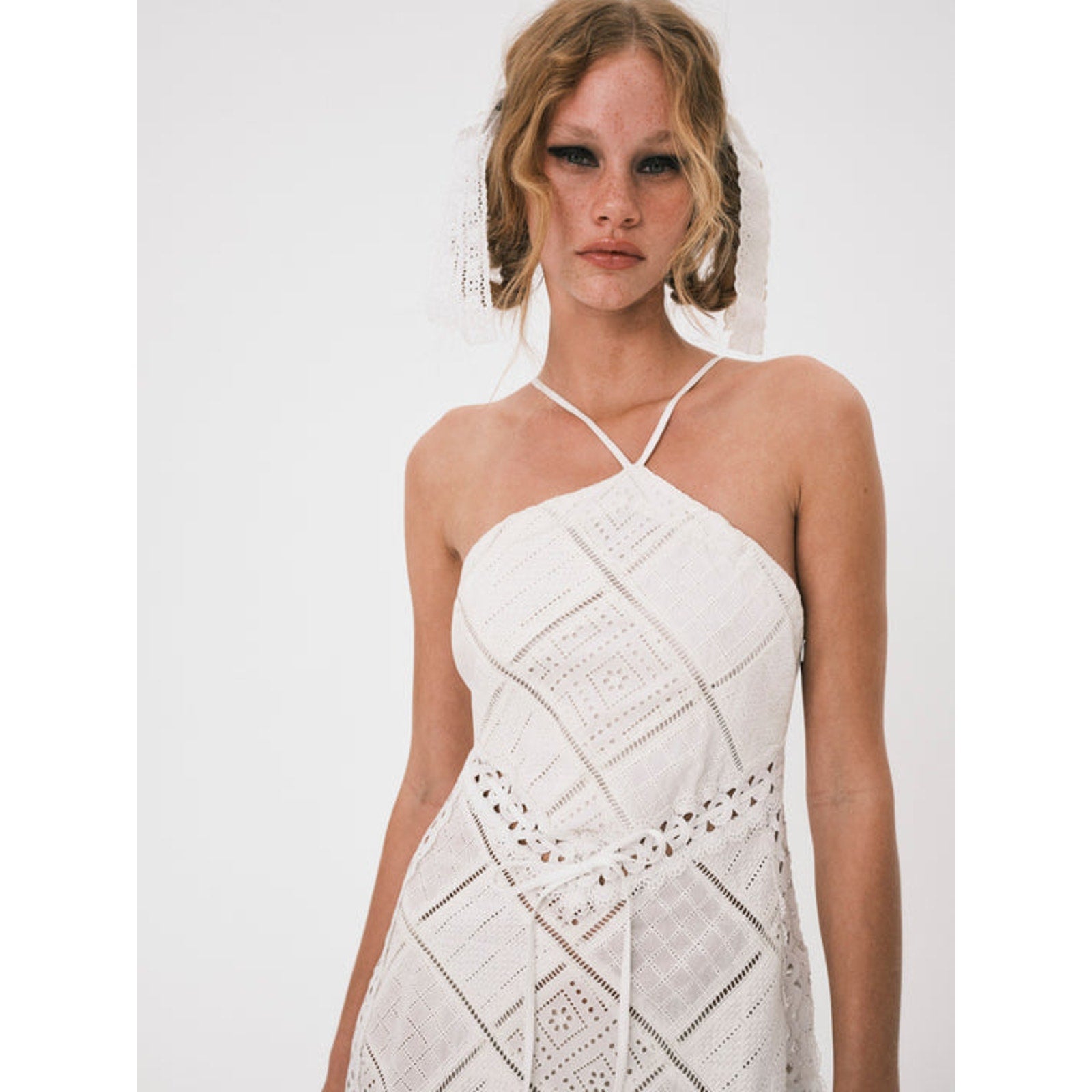 New FREE PEOPLE For Love & Lemons Temple Halter Midi Dress $269 SMALL White