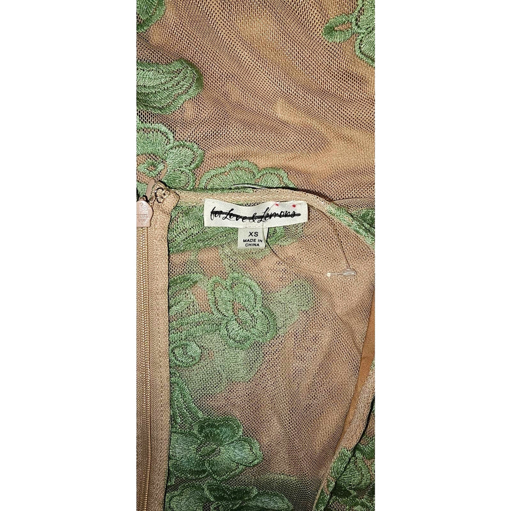 New FREE PEOPLE For Love & Lemons Temecula Mini Dress $248 X-SMALL Green