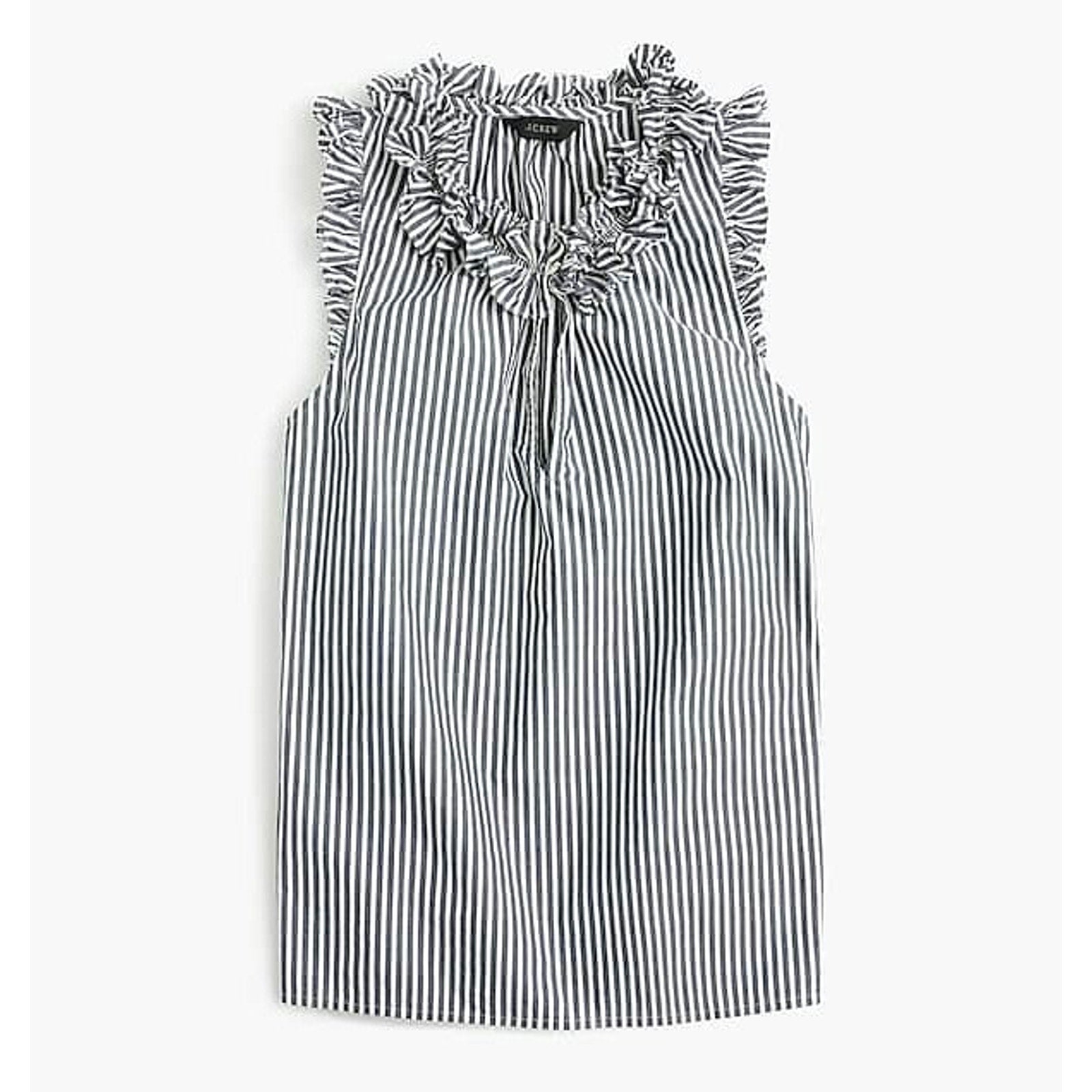 NEW J Crew Ruffle Striped Poplin Cotton Top cotton Size 0