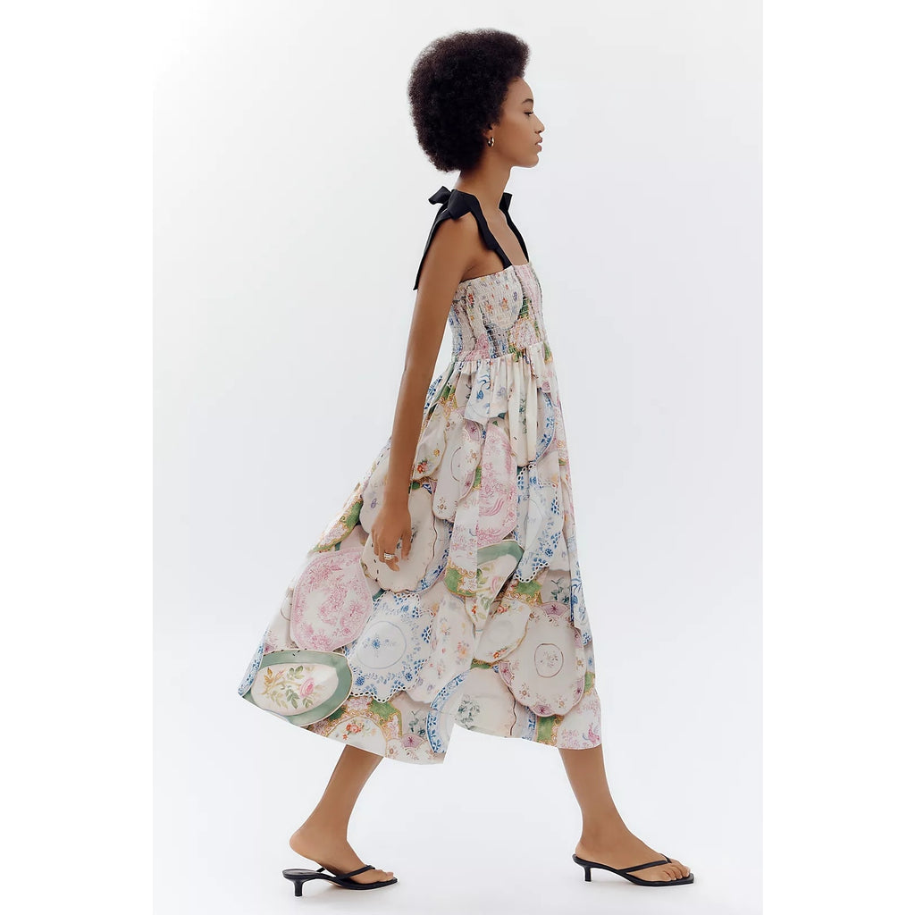 Anthropologie Antonoff Mindy Smocked Midi Dress