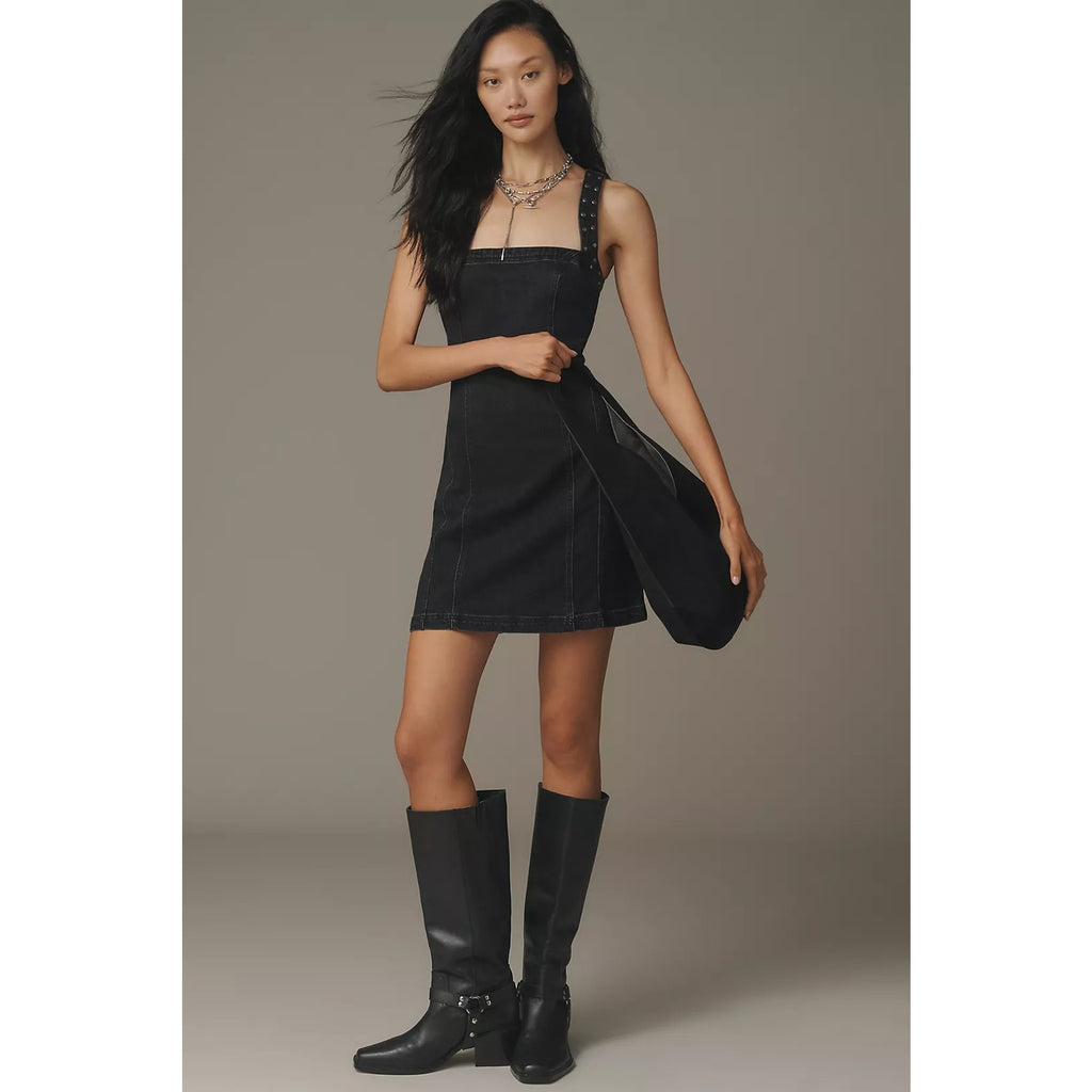 Anthropologie Square-Neck Denim Mini Dress