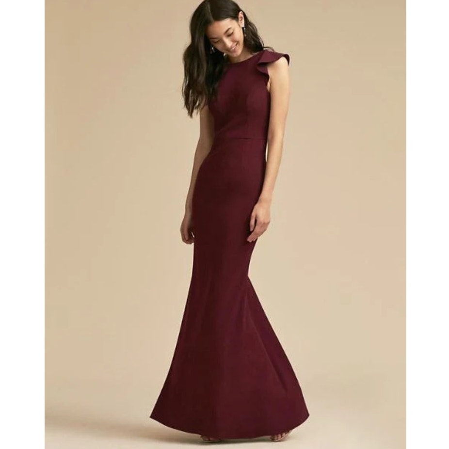 Anthropologie BHLDN Eliot Dress by Adrianna Papell $220 Sz 2 Wine Cabernet