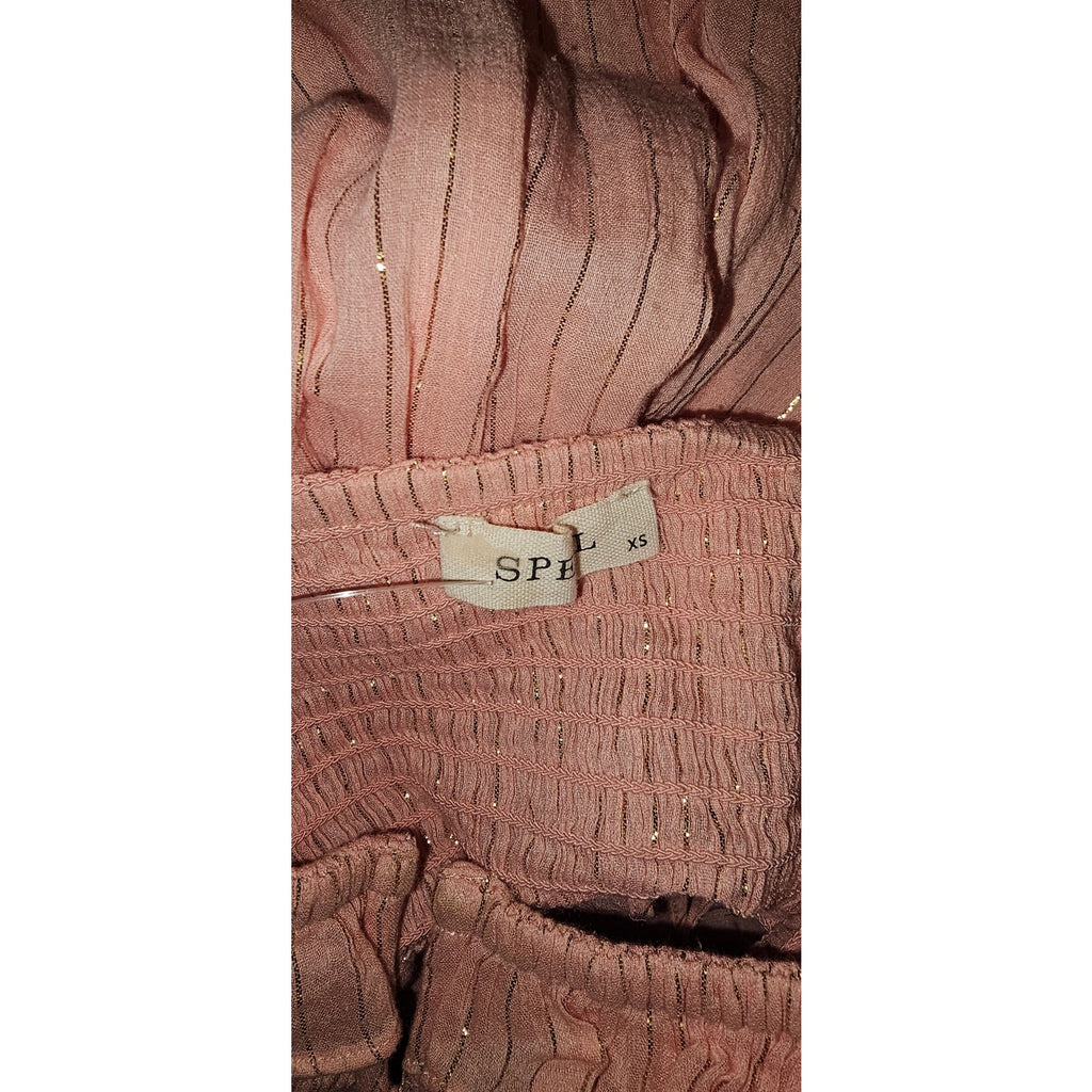 Free People x Spell Clementine Mermaid Maxi Dress $299 XS Pink SMOCKED Ruffled