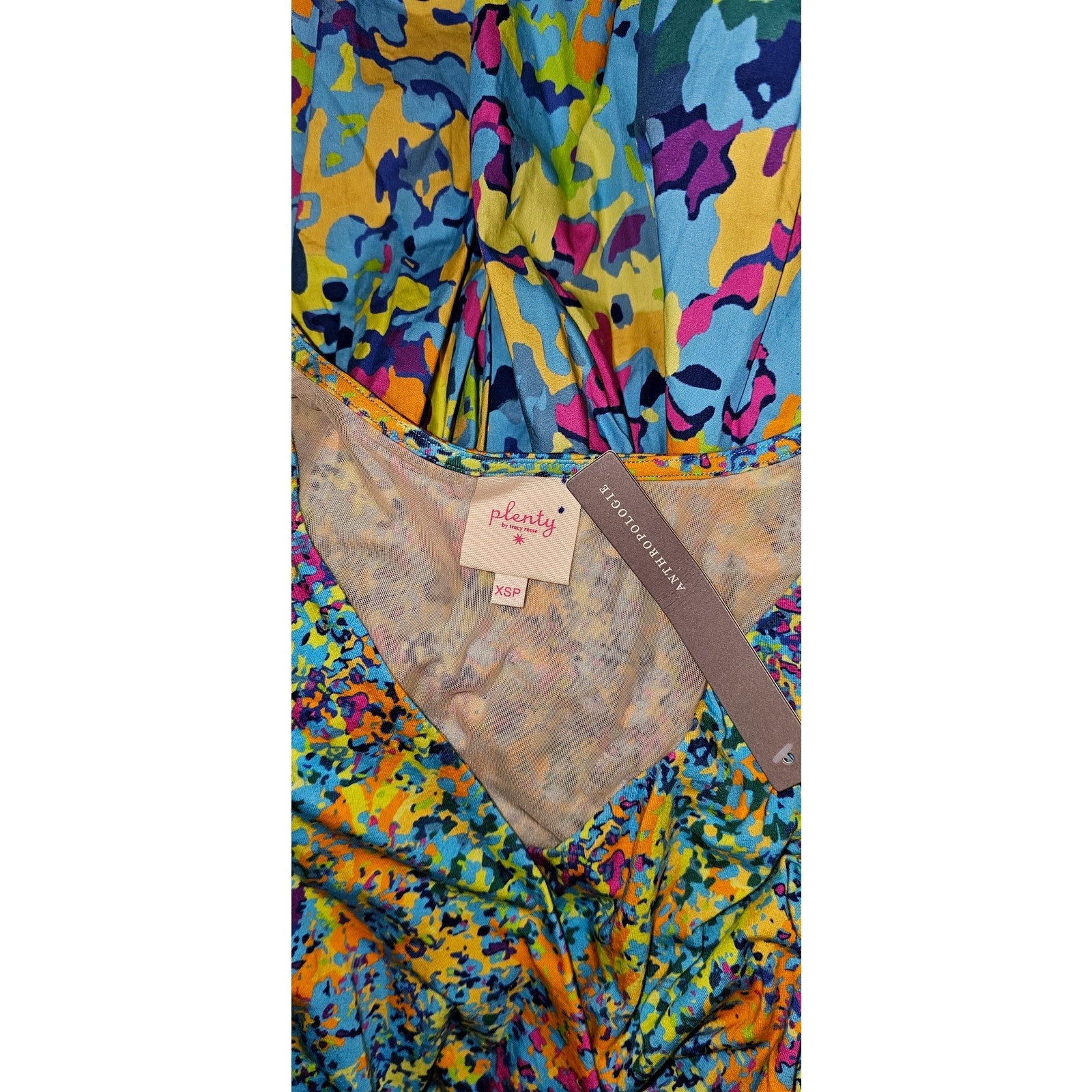 New Anthropologie Plenty by Tracy Reese V-Neck Bubble Dress $230 XSP Abstract