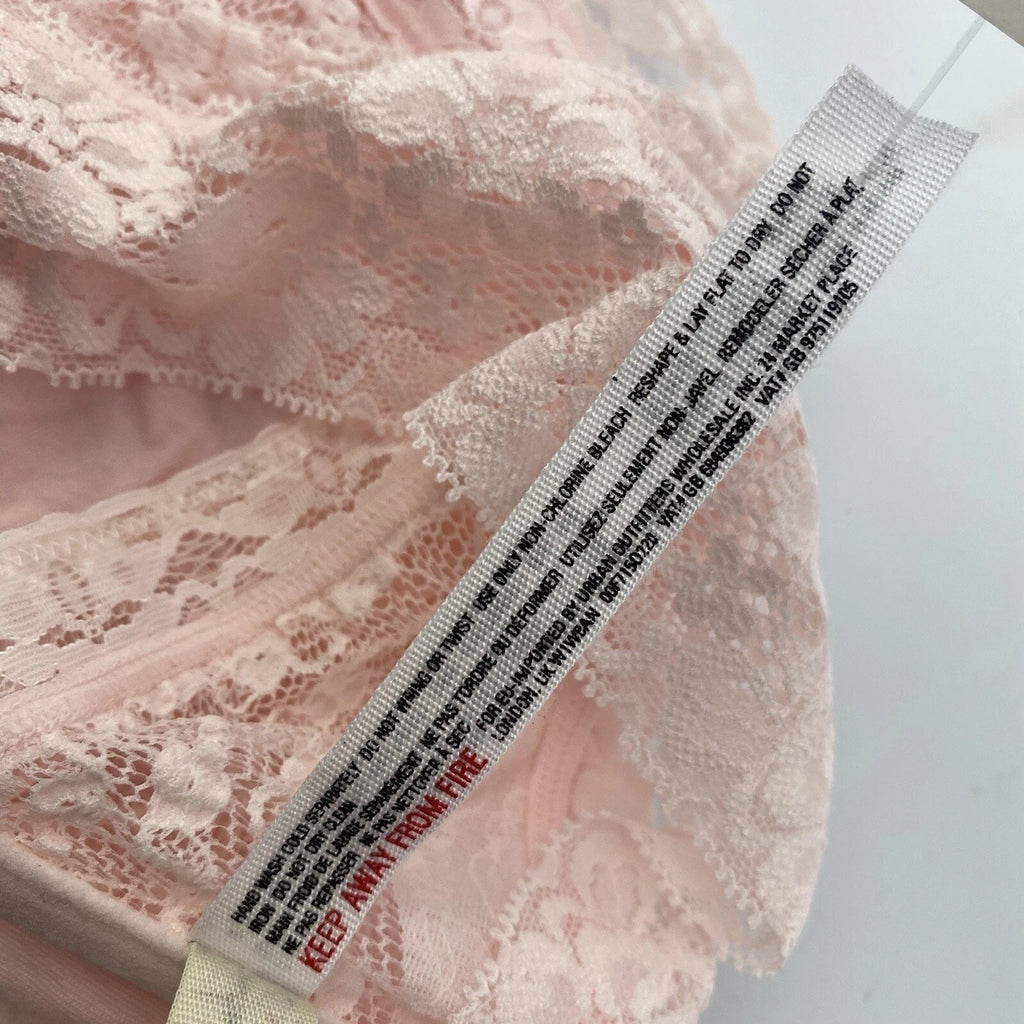 New Free People Floral Lace Trim Bandeau Soft Pink $28 Size Medium