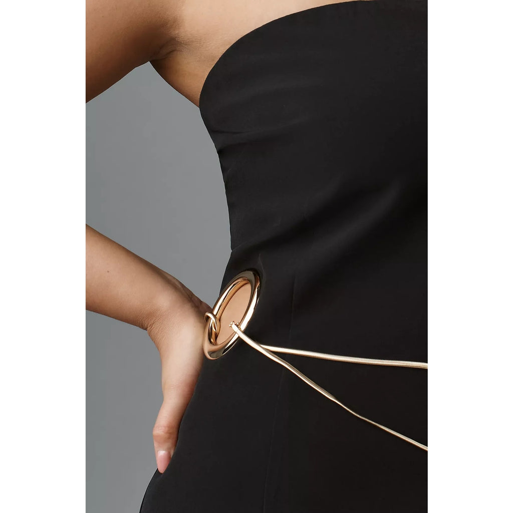 New Anthropologie Mare Mare Strapless Hardware Maxi Dress $178 PLUS 3X Black