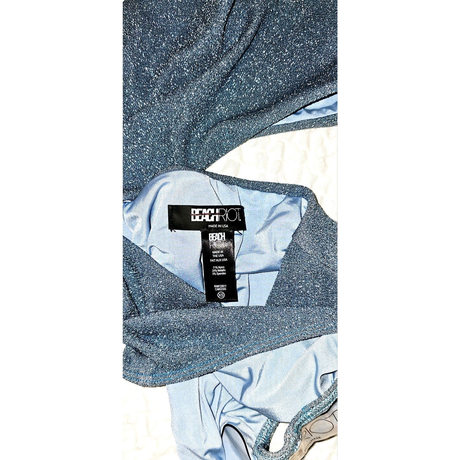 New Free People Beach Riot Celine Shine One-Piece $148  X-SMALL Blue Metallic