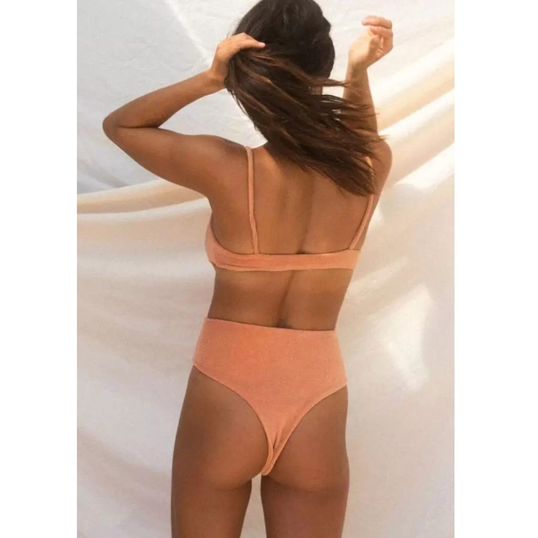 Free People STONE FOX Jamila Terry One-Piece $200 MEDIUM Brown Cheeky