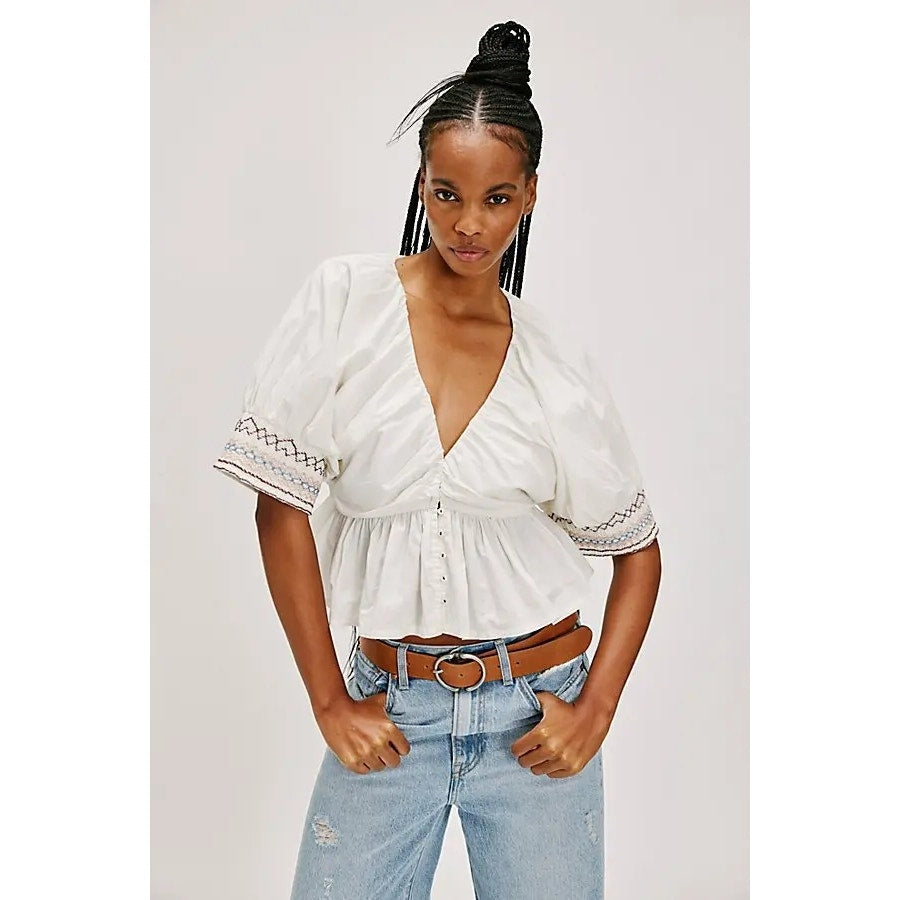Free People Where We Meet Smocked Blouse