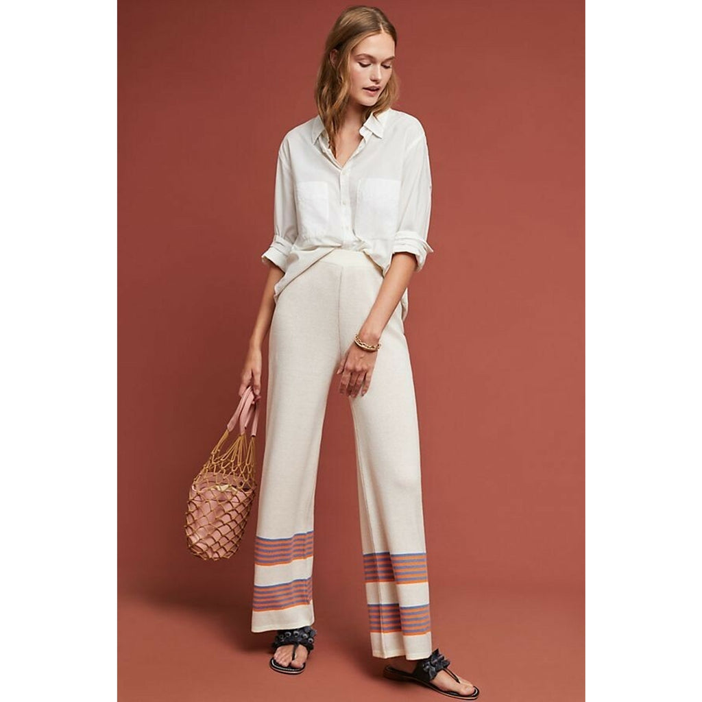 NEW Anthropologie $180 Hvar Striped Wide-Leg Knit Pants By Azulu Size 4