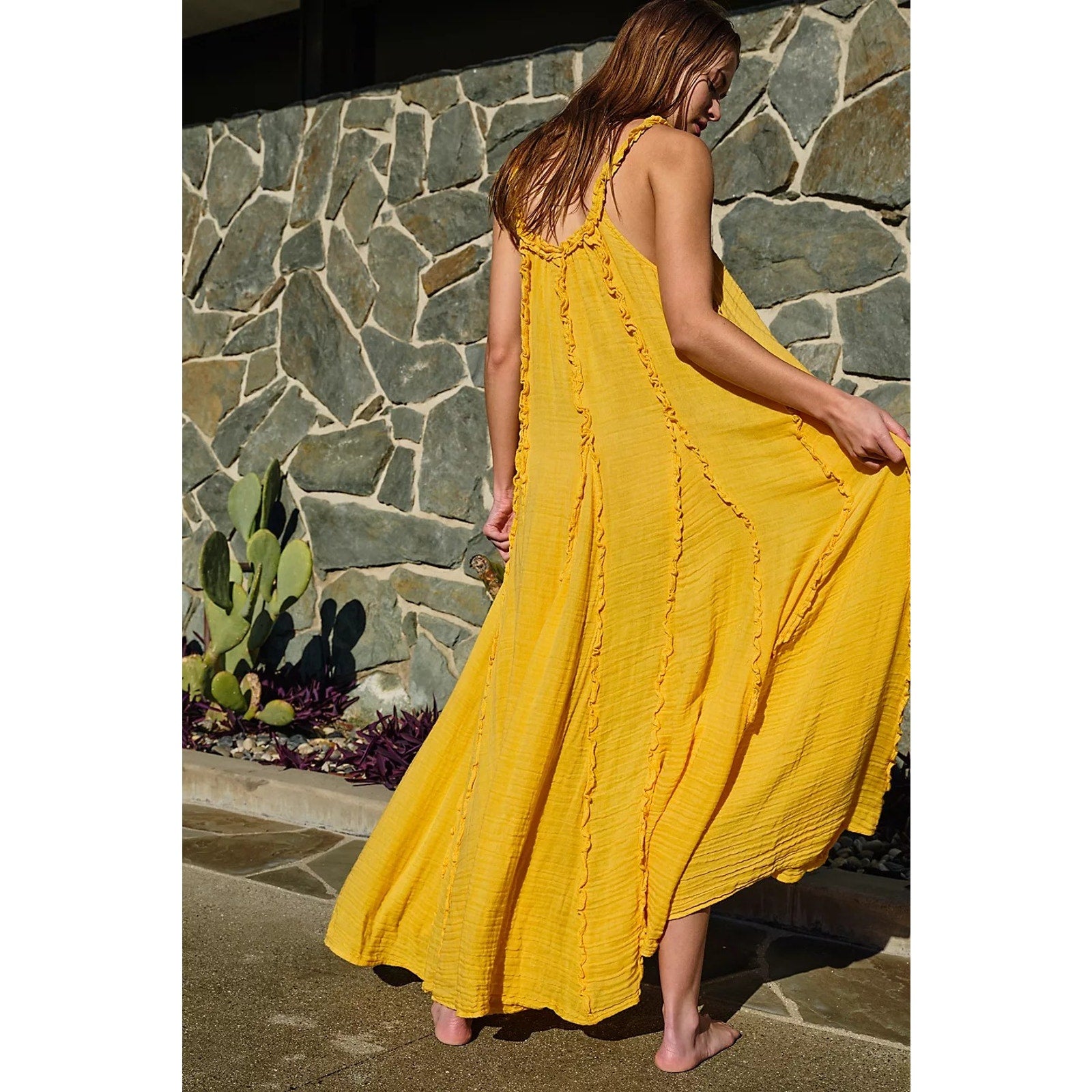 New Free People ENDLESS SUMMER Mckinley Maxi Dress $108 X-SMALL Yellow Boho