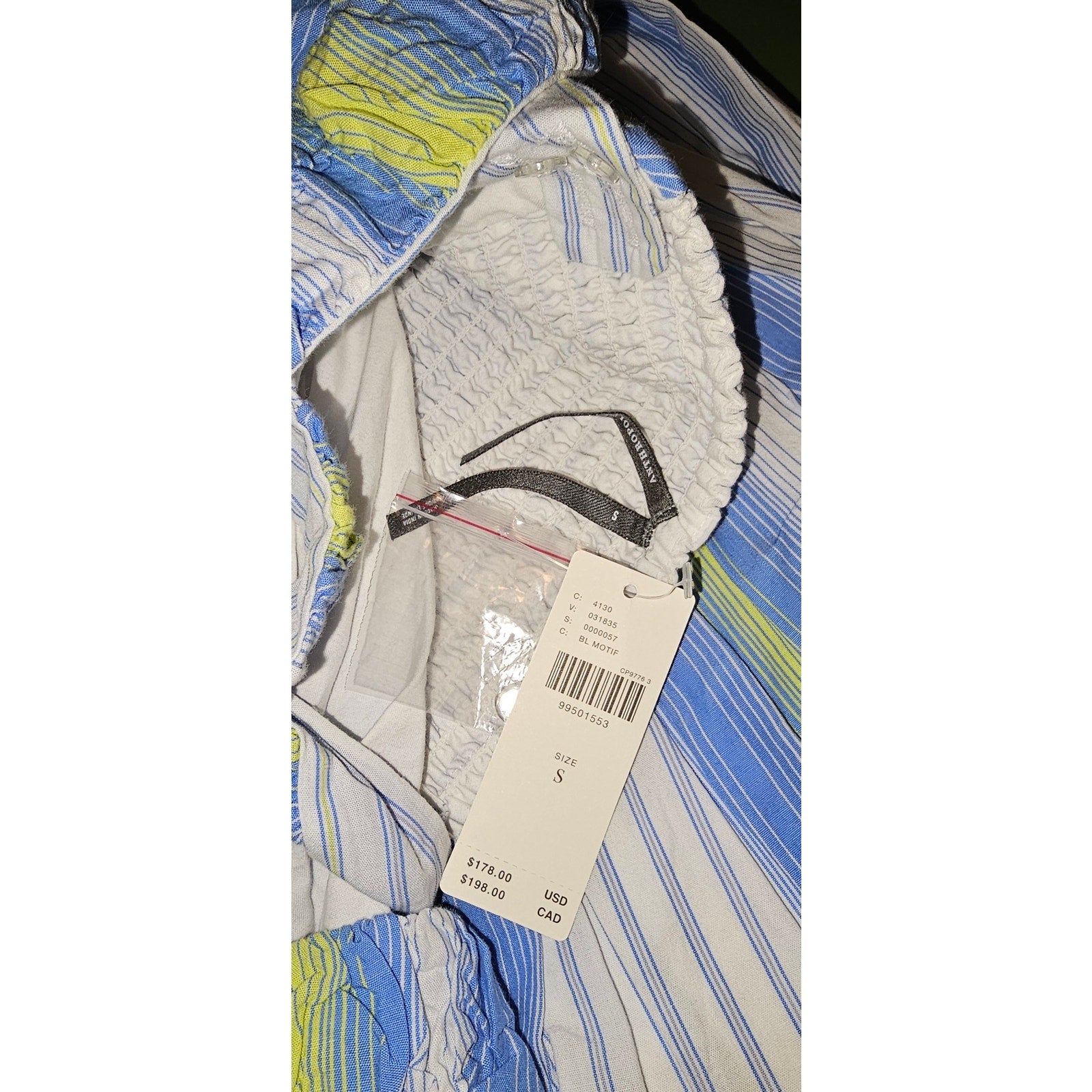 By Anthropologie Square-Neck Drop-Waist Maxi Dress SMALL Blue Anthropologie