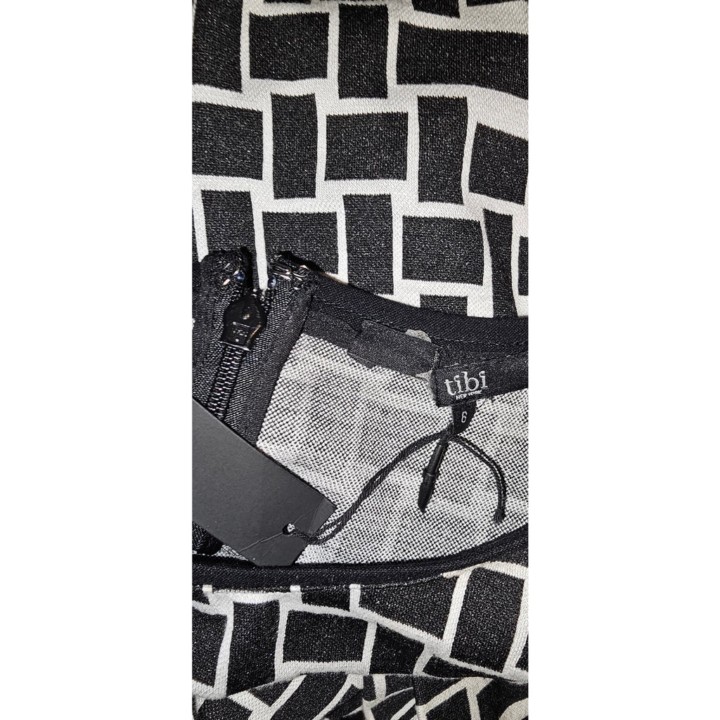 TIBI Patchwork Square Knit Mini Dress SIZE 6 Black & White Tibi