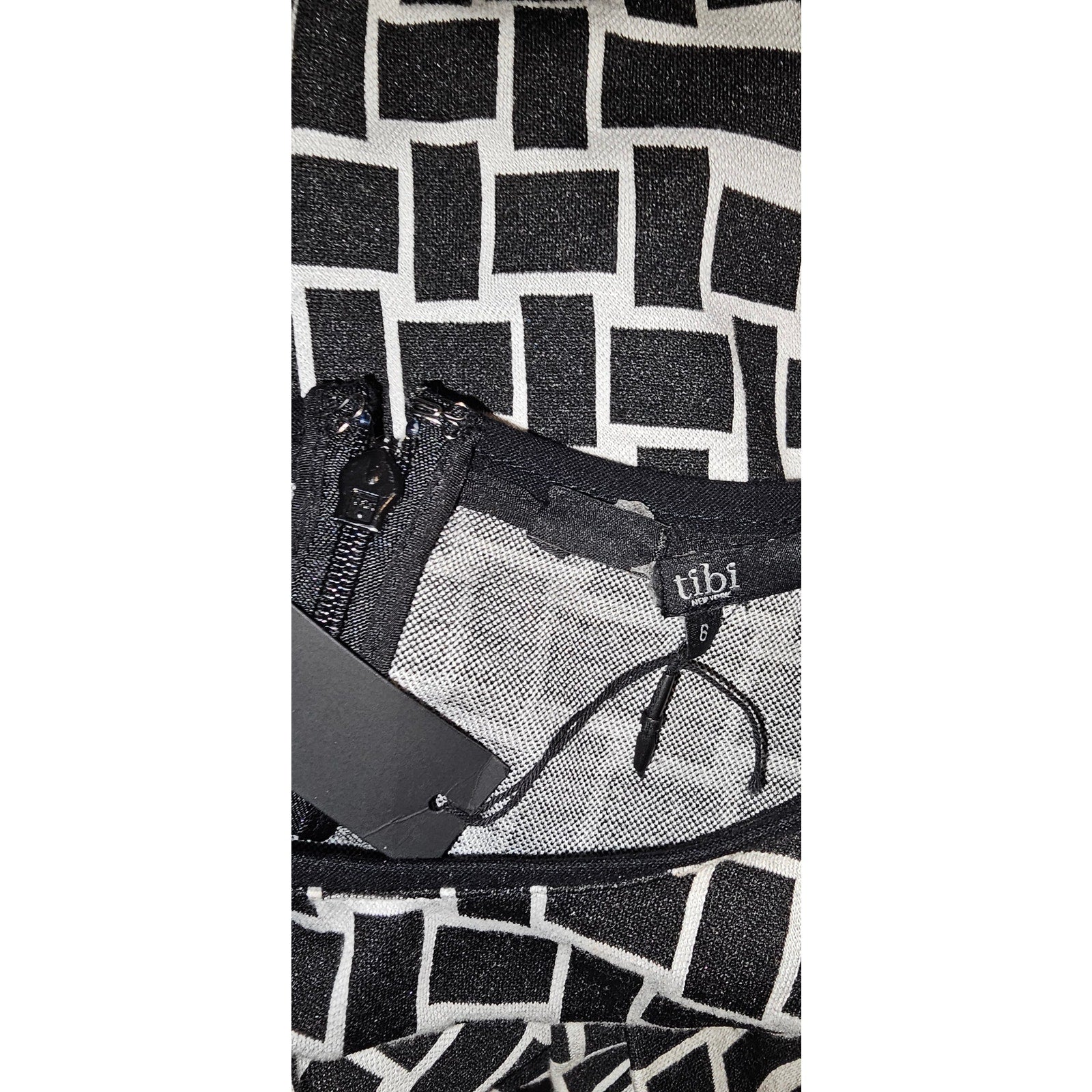 TIBI Patchwork Square Knit Mini Dress SIZE 6 Black & White Tibi