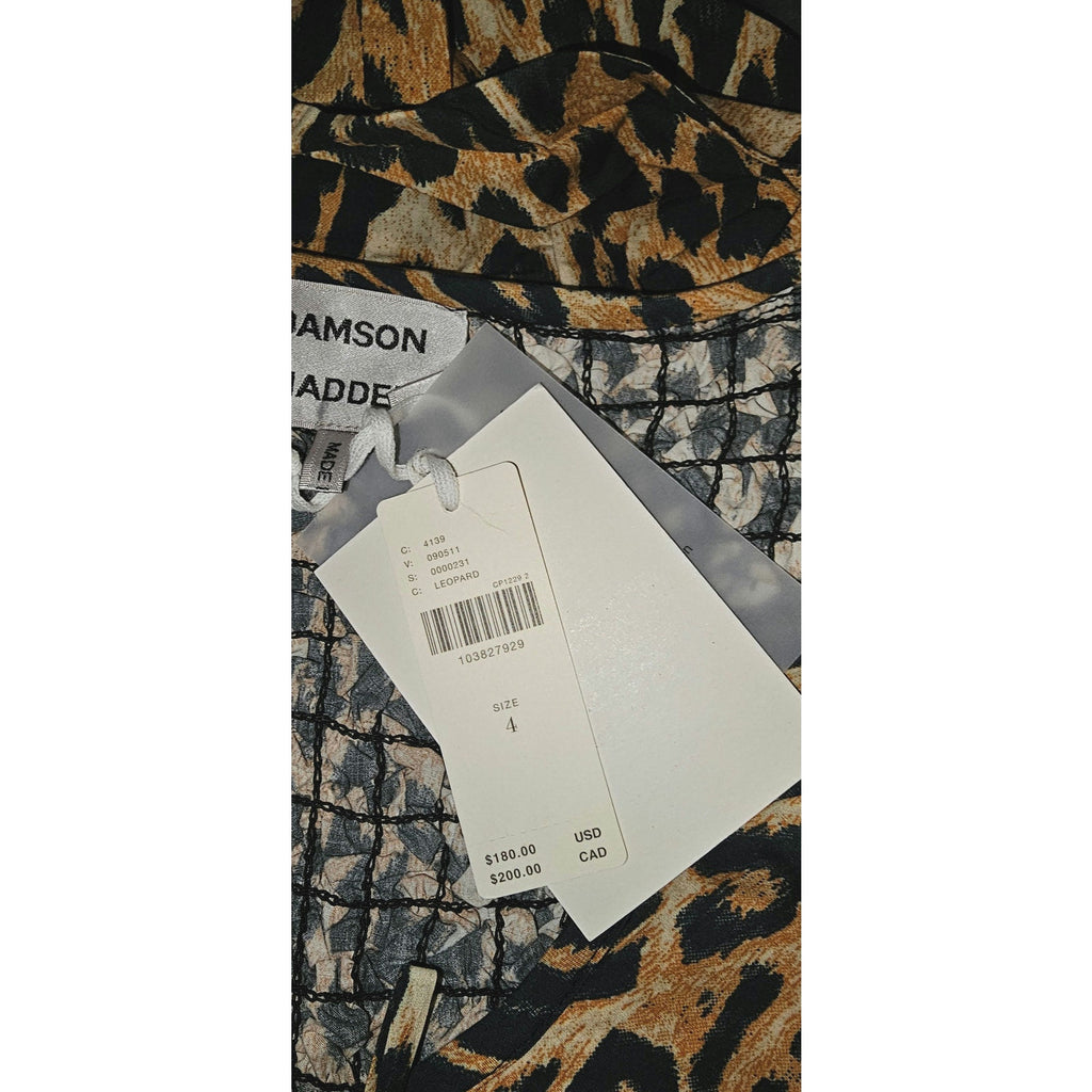 Anthropologie Damson Madder Harper Shirred Midi Dress SIZE 4 Leopard Anthropologie