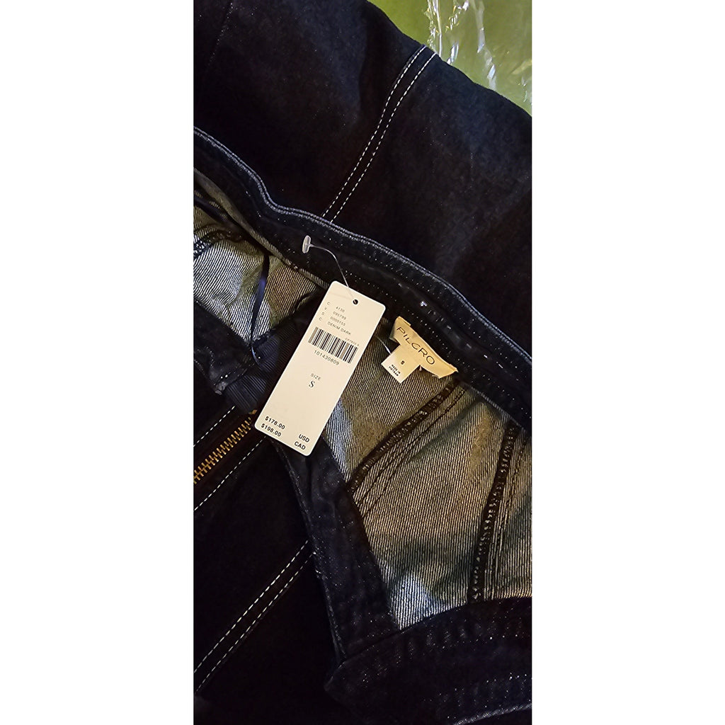 Anthropologie Pilcro Front-Zip Halter Denim Midi Dress SMALL Dark Blue Anthropologie