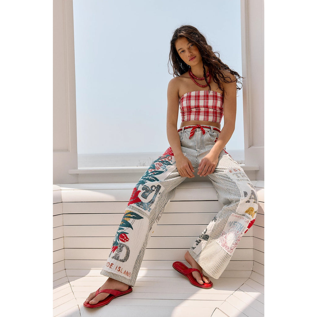 FREE PEOPLE After You Set MAXI SKIRT + CROP TOP Set MEDIUM Red Plaid Free People
