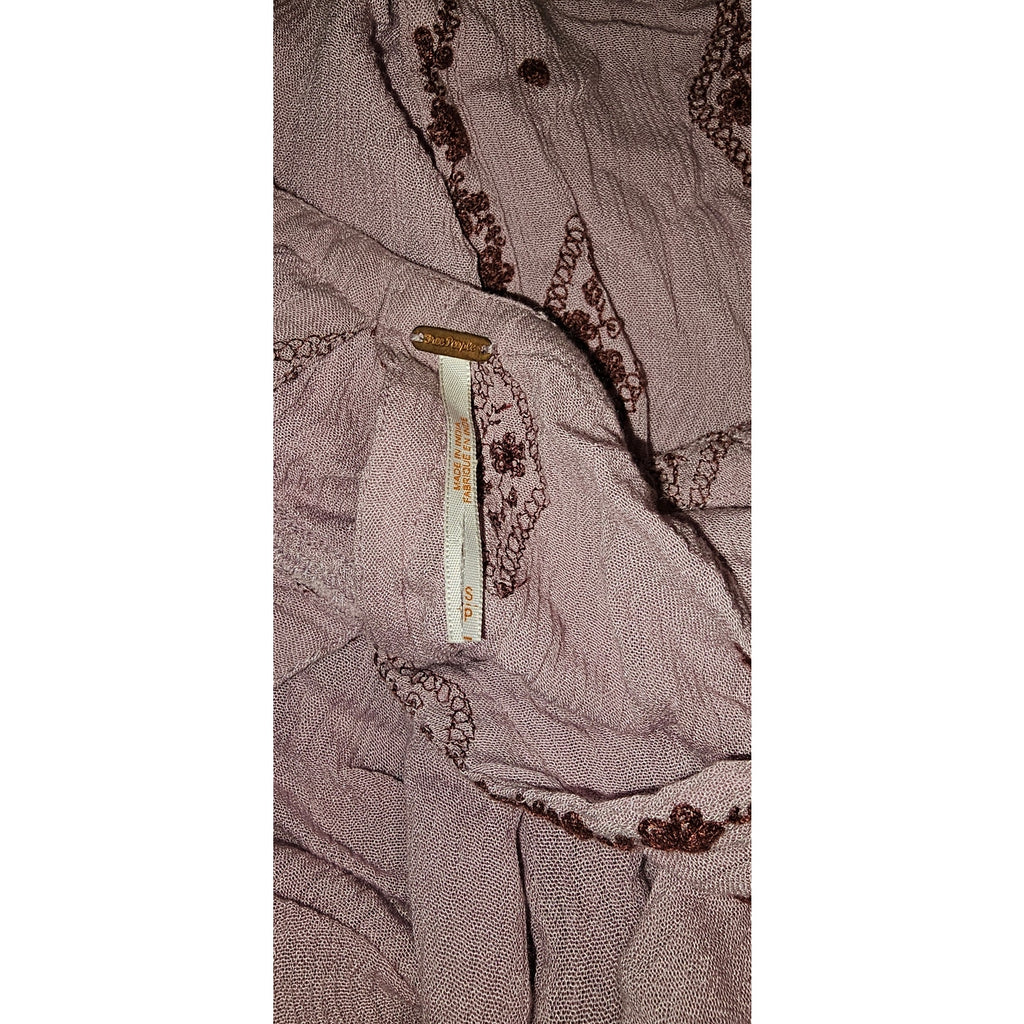 New Free People Diamond Embroidered Long Sleeve Tunic $148 SMALL Lilac Top