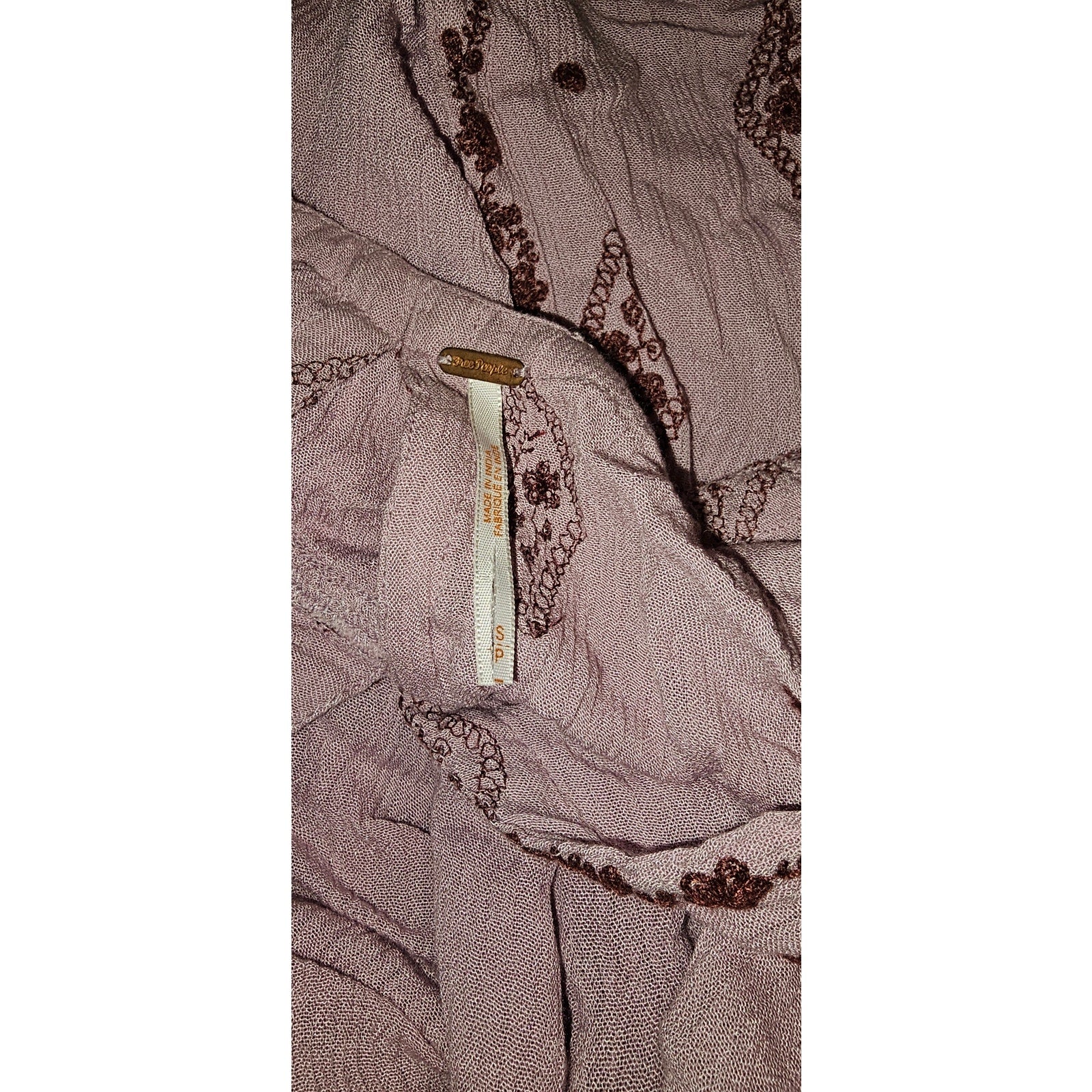 New Free People Diamond Embroidered Long Sleeve Tunic $148 SMALL Lilac Top
