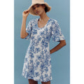 ANTHROPOLOGIE Porridge Short-Sleeve Crew-Neck Linen Printed Mini Dress Anthropologie