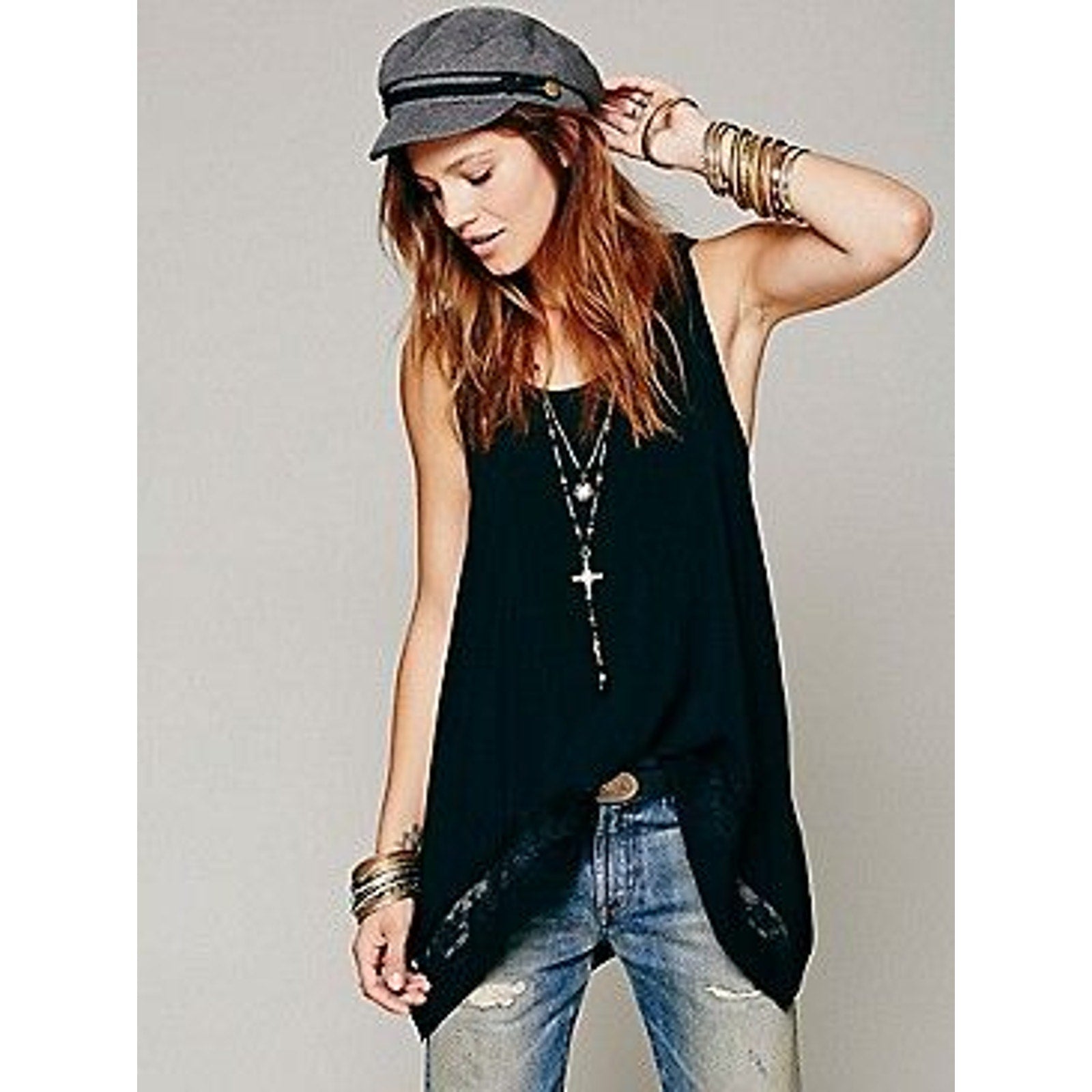 FREE PEOPLE INTIMATELY Outlined High Low Cami X-SMALL Black Free People